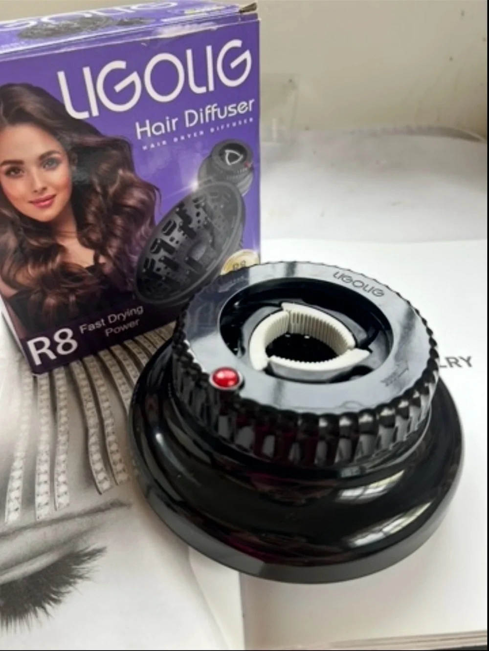 Black r8 fast drying Hair Diffuser Attachment - Universal Curly Hair Styling